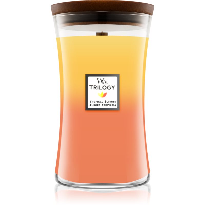 

Woodwick Trilogy Tropical Sunrise aроматична свічка з дерев'яним гнітом
