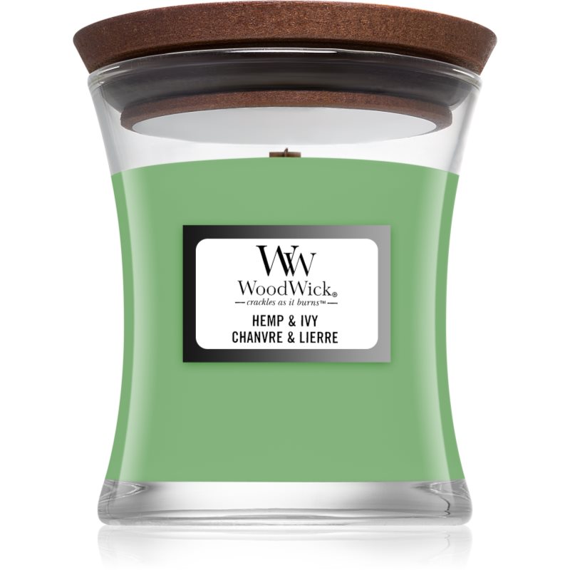

Woodwick Hemp & Ivy aроматична свічка з дерев'яним гнітом