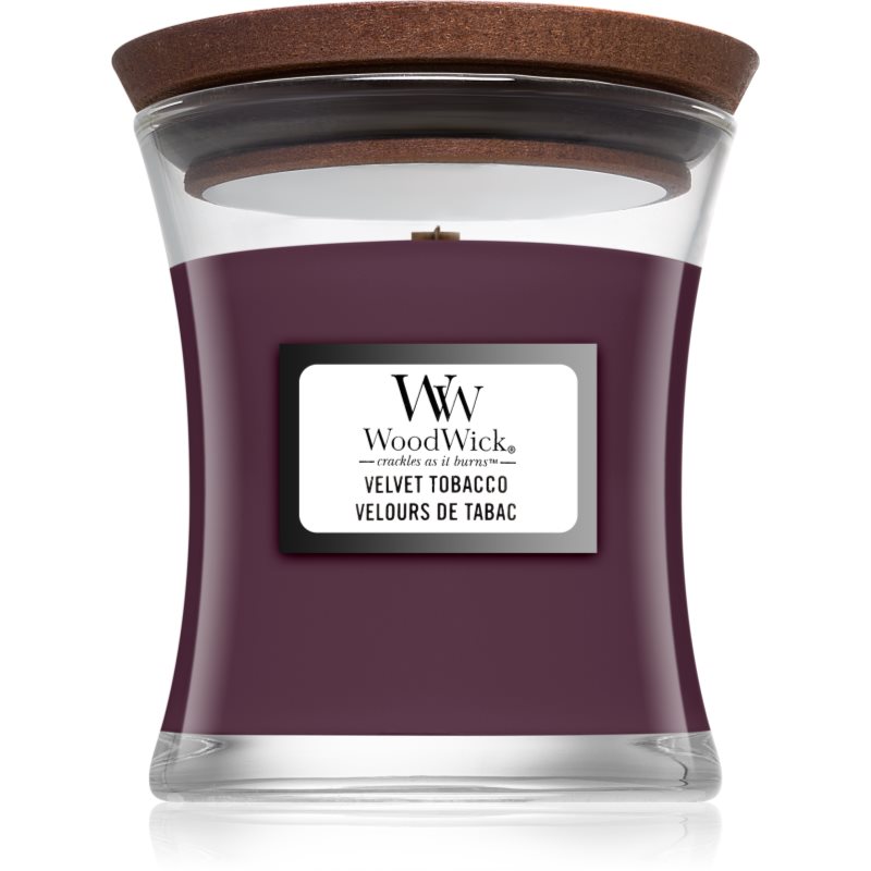 

Woodwick Velvet Tobacco aроматична свічка з дерев'яним гнітом