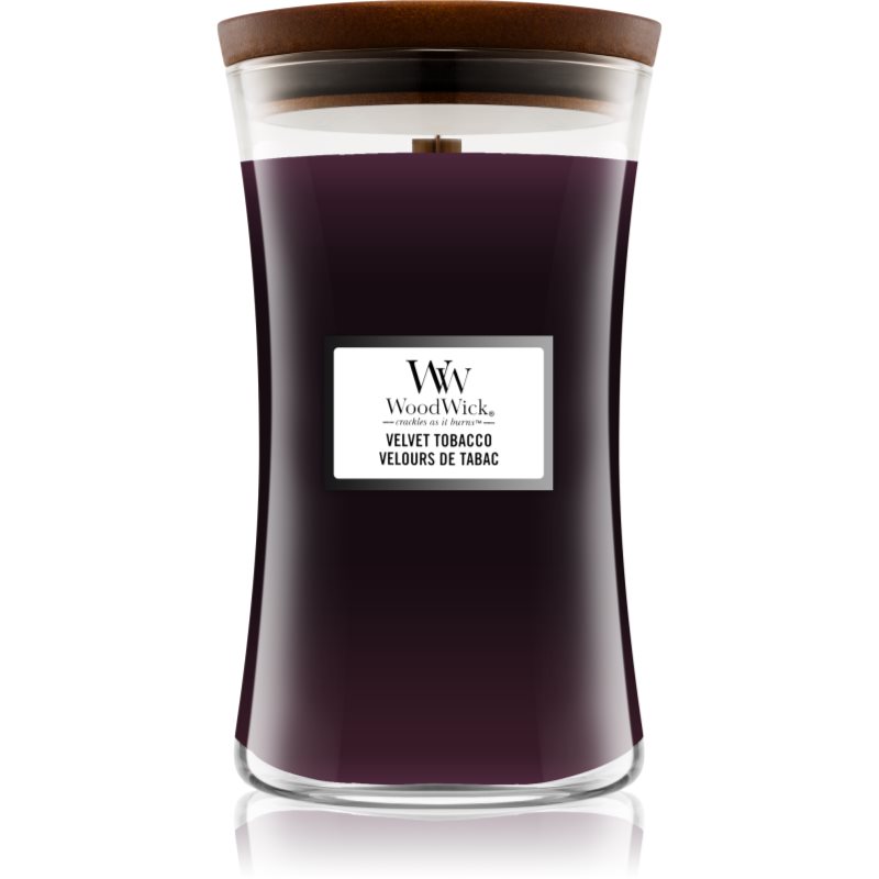 

Woodwick Velvet Tobacco aроматична свічка з дерев'яним гнітом