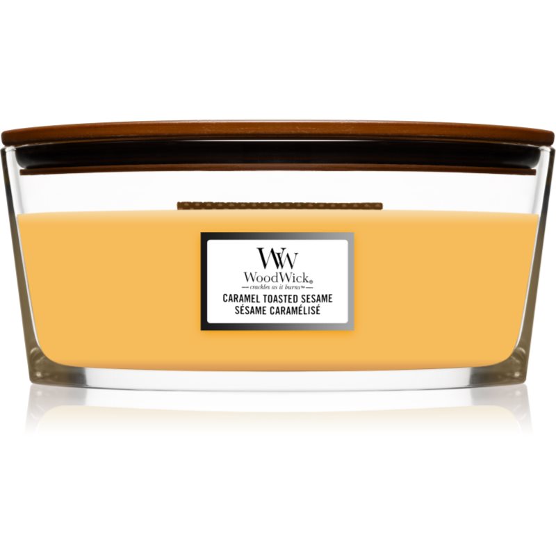 

Woodwick Caramel Toasted Sesame aроматична свічка з дерев'яним гнітом (hearthwick