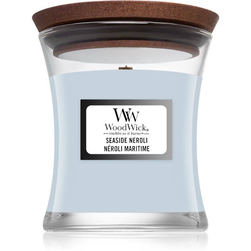 Woodwick Seaside Neroli scented candle with wooden wick 85 g
