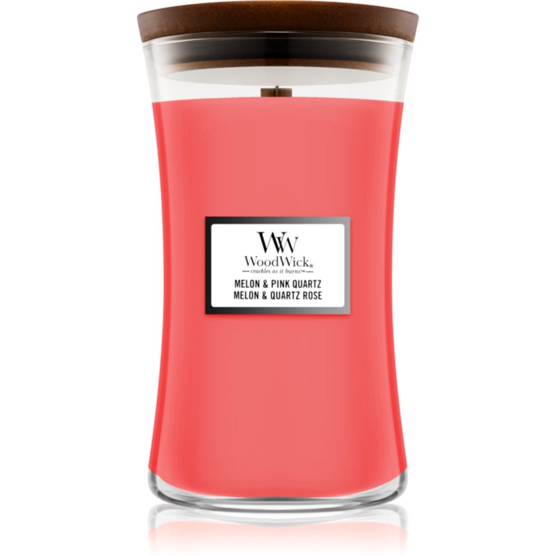 Woodwick Melon & Pink Quarz aроматична свічка з дерев'яним гнітом 609,5 гр