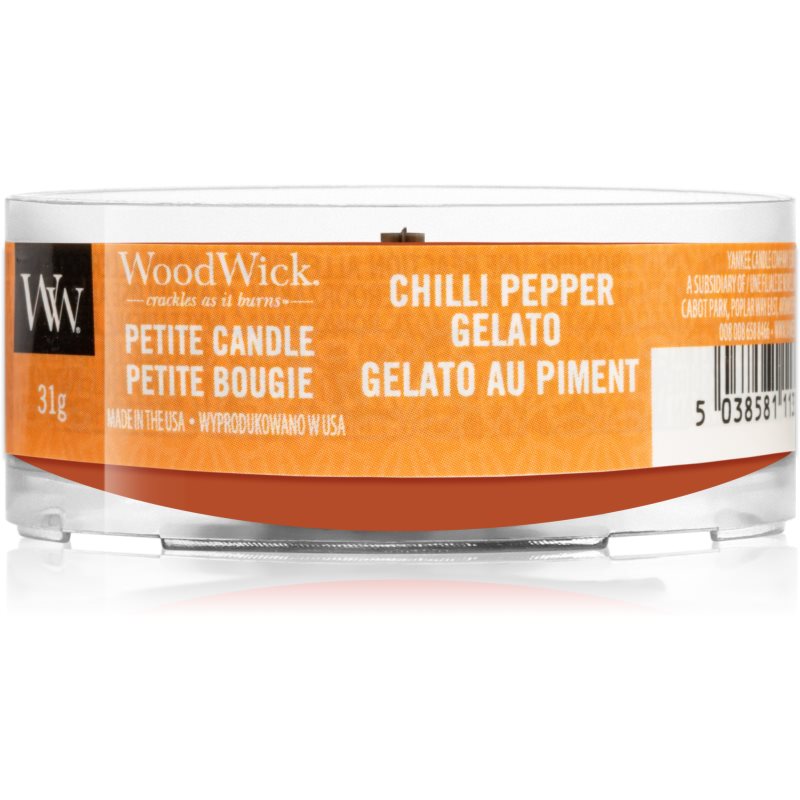 Woodwick Chilli Pepper Gelato nedidelė kvapni žvakė medinė dagtis 31 g