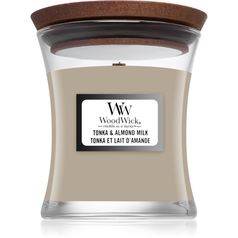 

Woodwick Tonka & Almond Milk aроматична свічка з дерев'яним гнітом