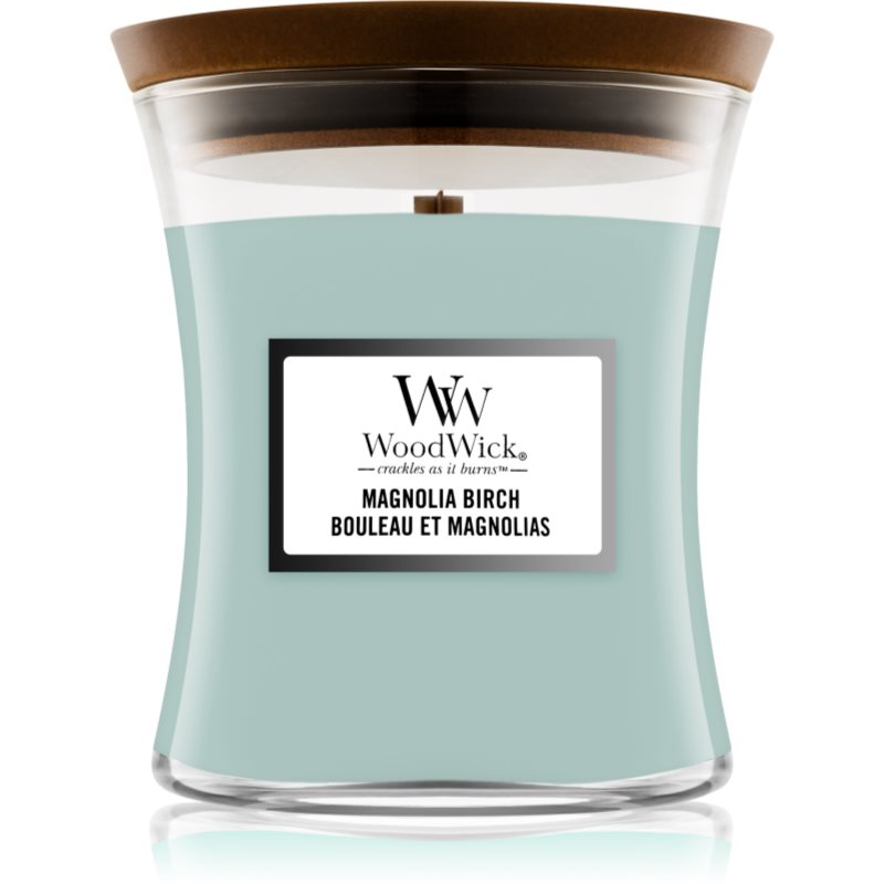 Woodwick Magnolia Birch scented candle with wooden wick 275 g
