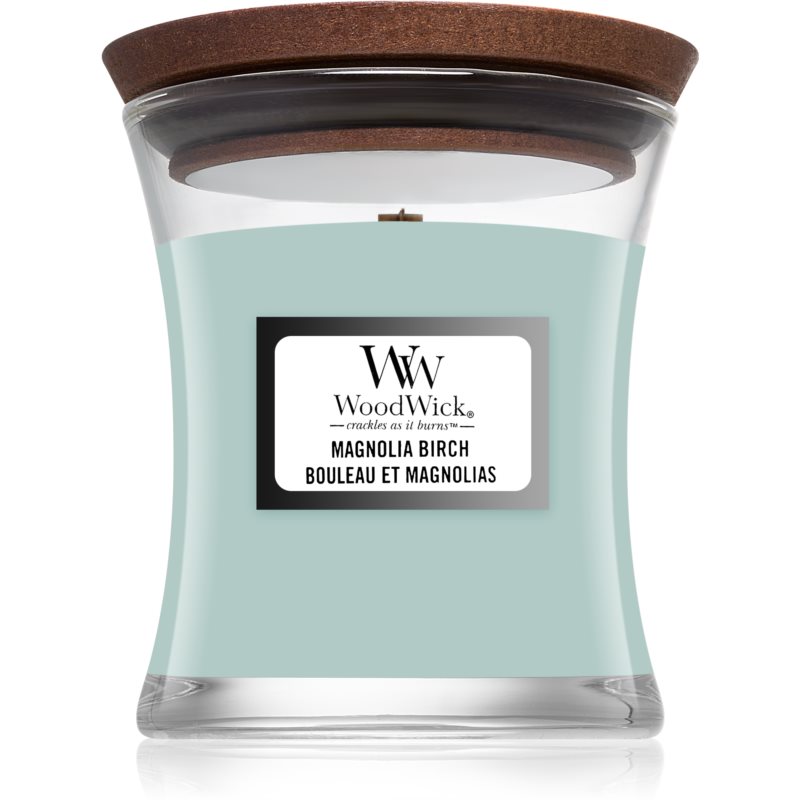 Woodwick Magnolia Birch scented candle with wooden wick 85 g
