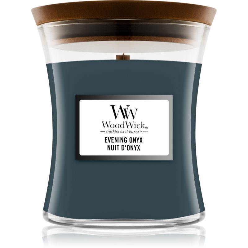 Woodwick Evening Onyx mirisna svijeća s drvenim fitiljem 275 g