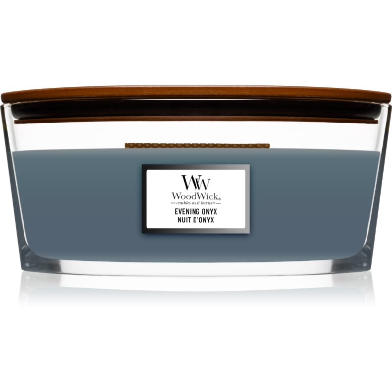 Woodwick Evening Onyx scented candle with wooden wick (hearthwick) 453 g
