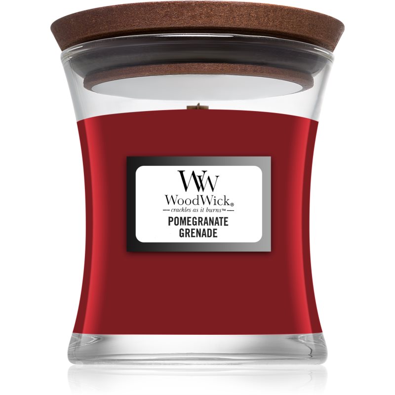 Woodwick Pomegranate mirisna svijeća s drvenim fitiljem 85 g