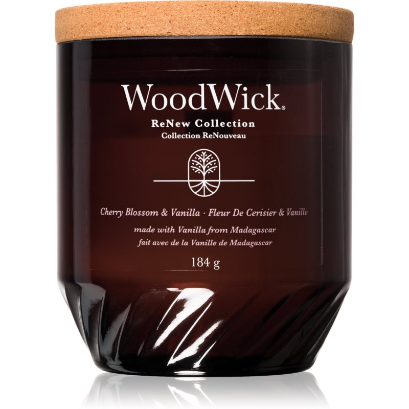 Woodwick Cherry Blossom & Vanilla scented candle with wooden wick 184 g
