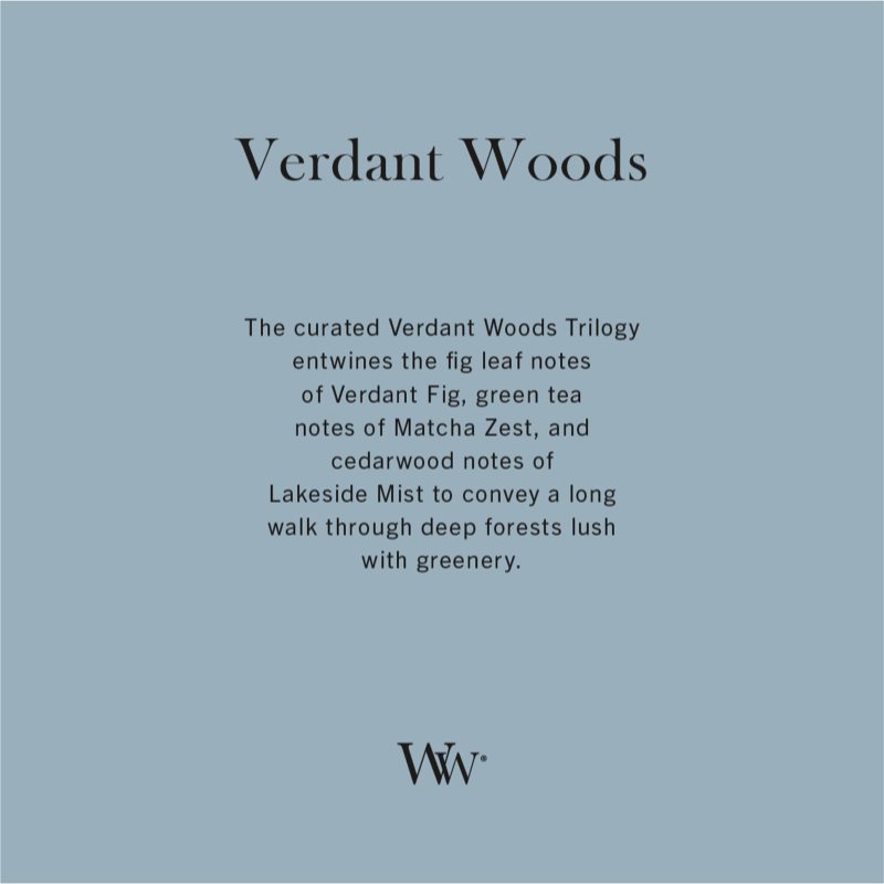 Woodwick Trilogy Verdant Woods Duftkerze mit Holzdocht 610 g (Bild 4)