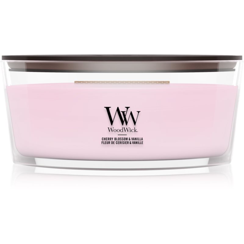 Woodwick Cherry Blossom & Vanilla candela profumata con stoppino in legno 453.6 g