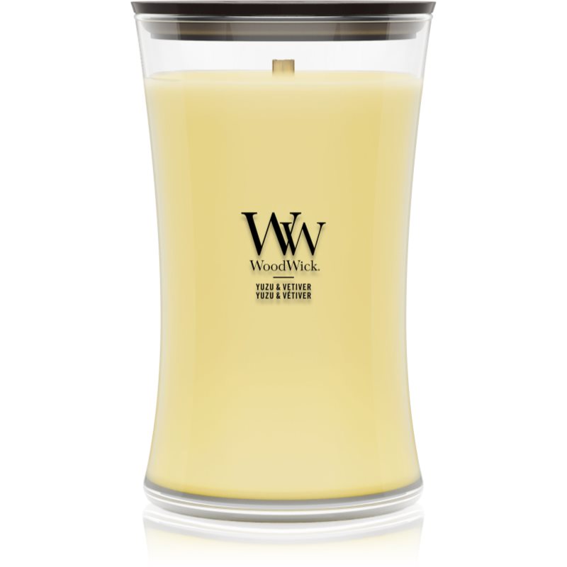 Woodwick Yuzu & Vetiver vonná svíčka s dřevěným knotem 610 g