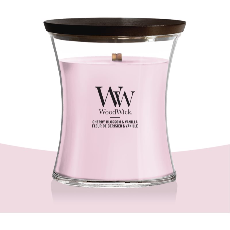 Woodwick Cherry Blossom & Vanilla Duftkerze mit Holzdocht 275 g (Bild 2)
