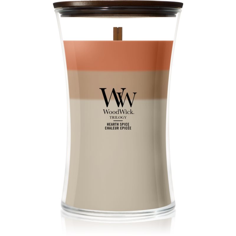 Woodwick Trilogy Hearth Spice lõhnaküünal puidust taht 610 g