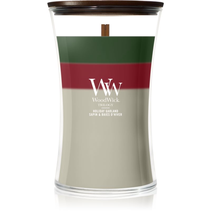 Woodwick Trilogy Holiday Garland lõhnaküünal puidust taht 610 g