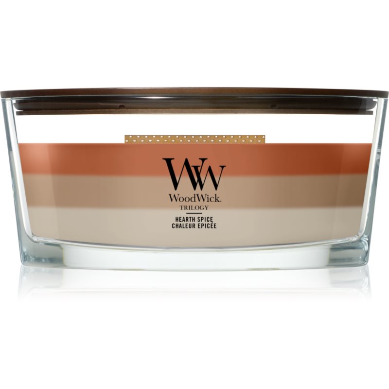 Woodwick Trilogy Hearth Spice lõhnaküünal puidust taht 453.6 g