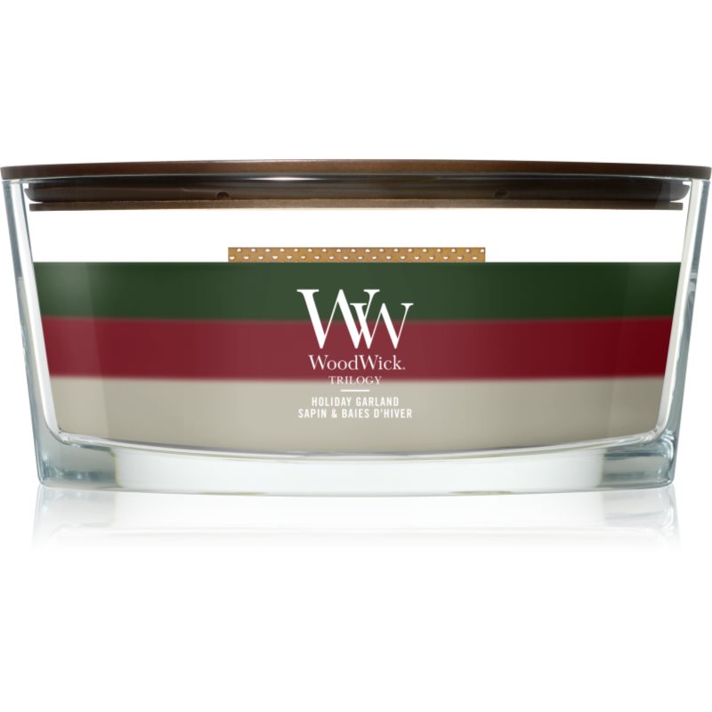 Woodwick Trilogy Holiday Garland lõhnaküünal puidust taht 453.6 g
