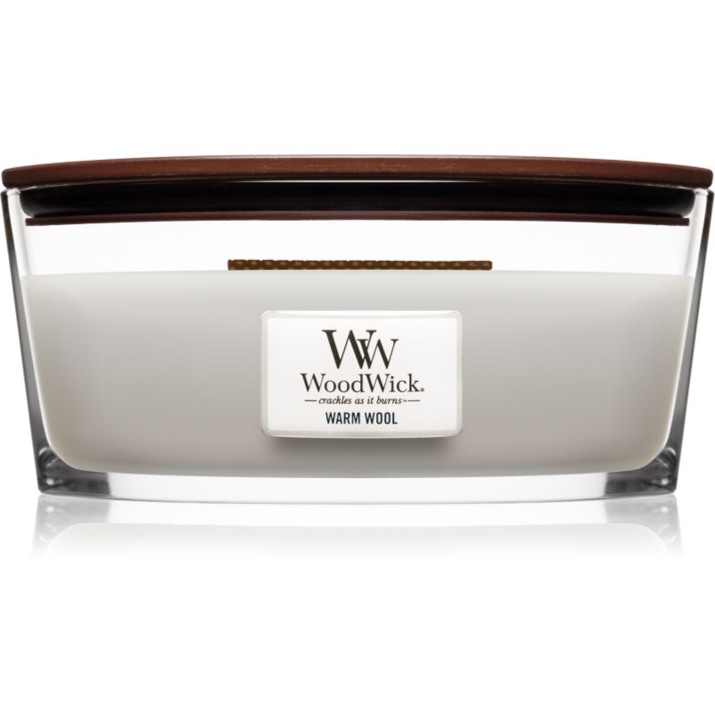 

Woodwick Warm Wool aроматична свічка з дерев'яним гнітом (hearthwick