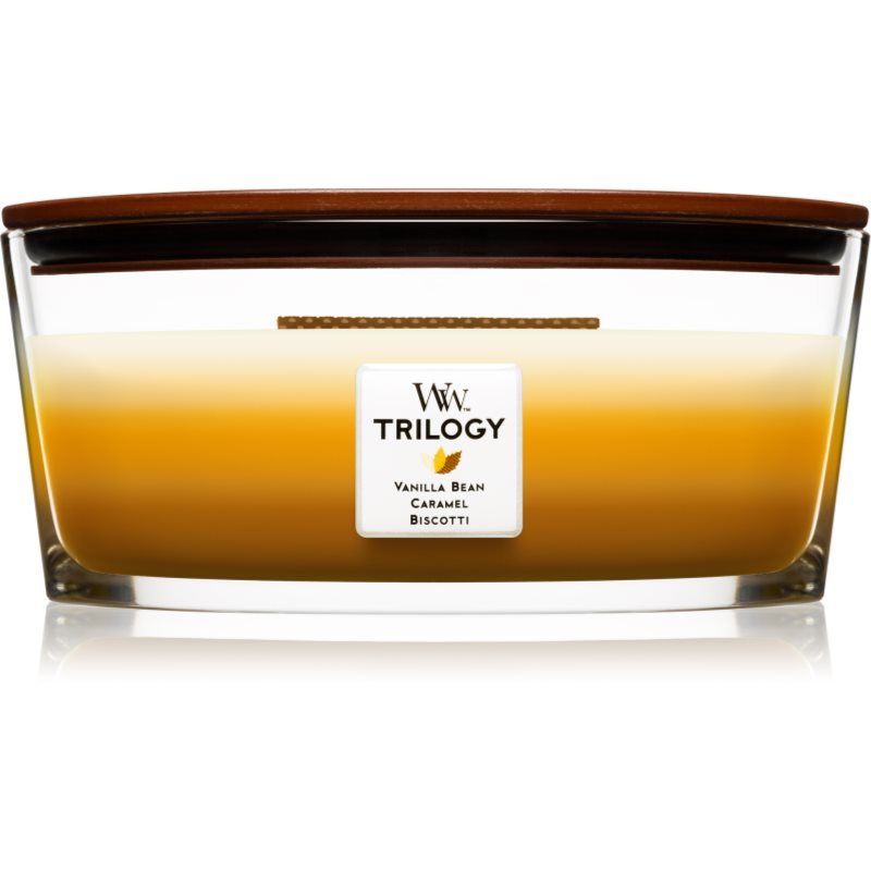 

Woodwick Trilogy Café Sweets aроматична свічка з дерев'яним гнітом (hearthwick