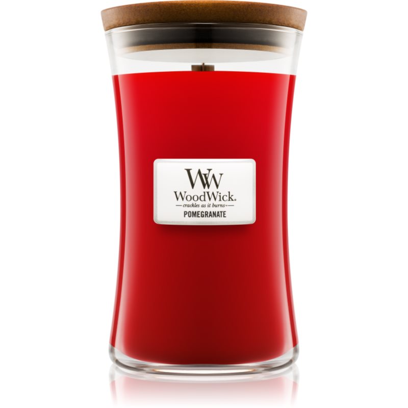 Woodwick Pomegranate dišeča sveča z lesenim stenjem 609,5 g