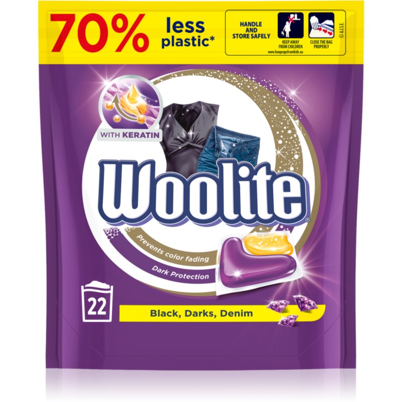 Woolite Darks, Denim & Black capsule per lavatrice con cheratina 22 pz