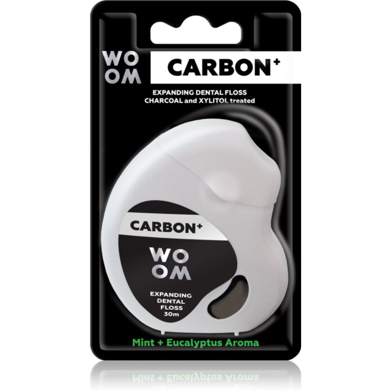 WOOM Carbon+ Dental Floss vaškuotas tarpdančių siūlas juoda 30 m