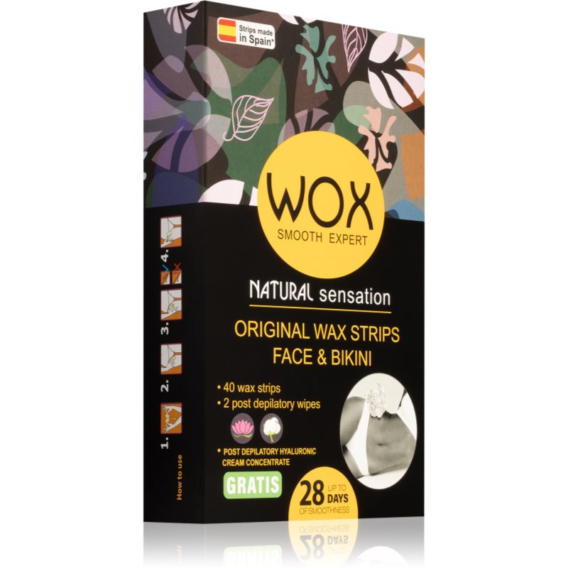 WOX Natural Sensation depiliacinės vaško juostelės veidui 40 vnt.