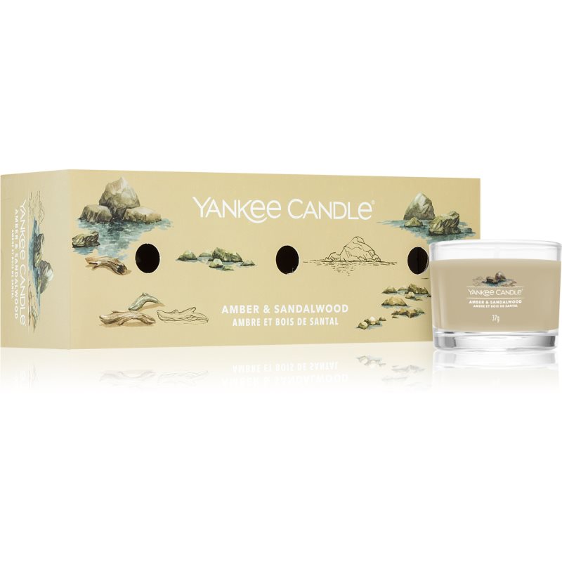 Yankee Candle Amber & Sandalwood darilni set 3x37 g
