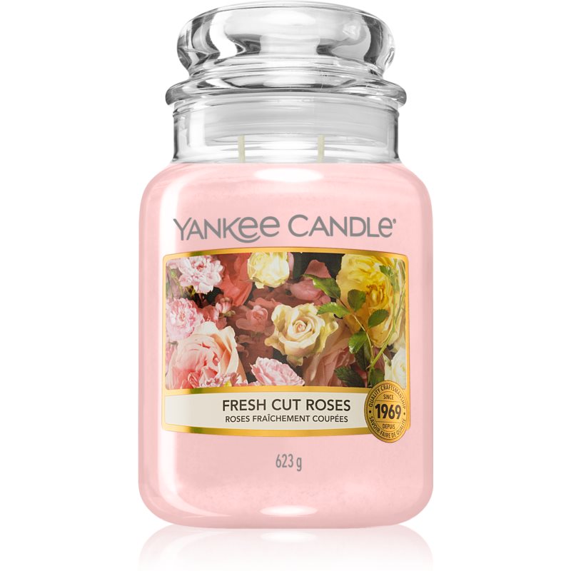 Yankee Candle Fresh Cut Roses vonná svíčka Classic malá 623 g
