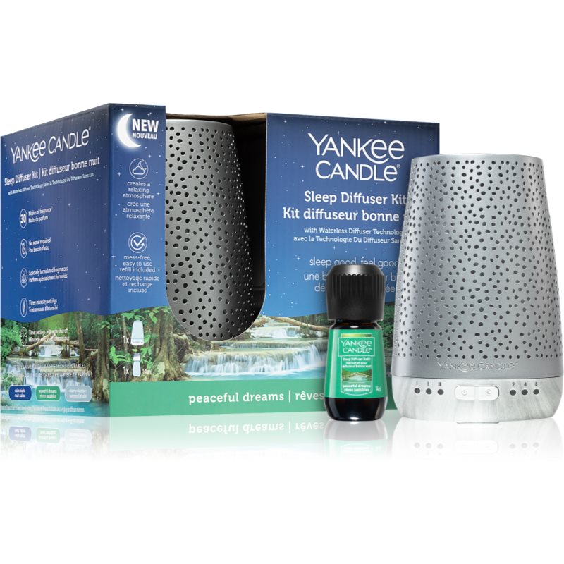 E-shop Yankee Candle Sleep Diffuser Kit Silver elektrický difuzér + náhradní náplň 1 ks