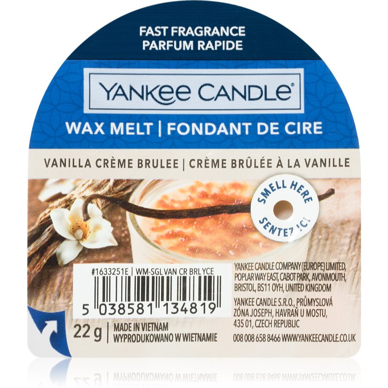 Yankee Candle Vanilla Crème Brûlée vosek za aroma lučko 22 g