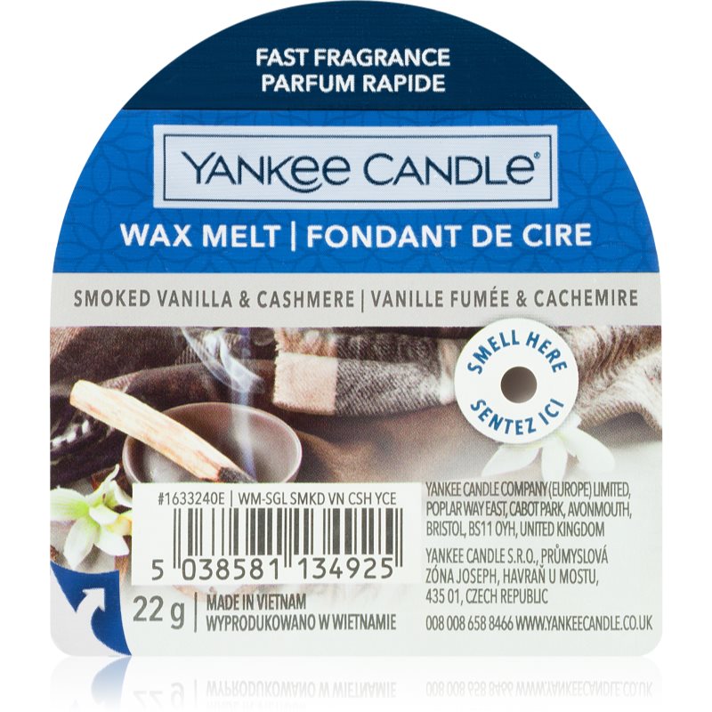 Yankee Candle Smoked Vanilla & Cashmere віск для аромалампи 22 гр