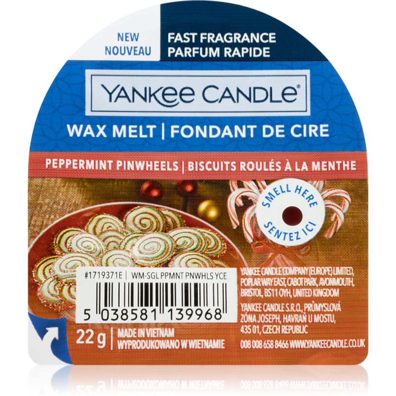 Yankee Candle Peppermint Pinwheels vosek za aroma lučko 22 g