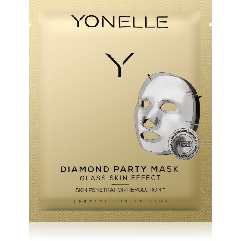

Yonelle Diamond Party Mask тканинна маска для обличчя зі зволожуючим та відновлюючим ефектом