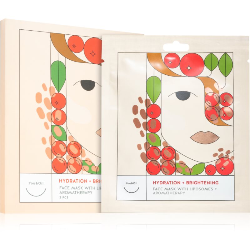 You&Oil Hydration & Brightening Sheet Mask For Radiance And Hydration 3x25 Ml