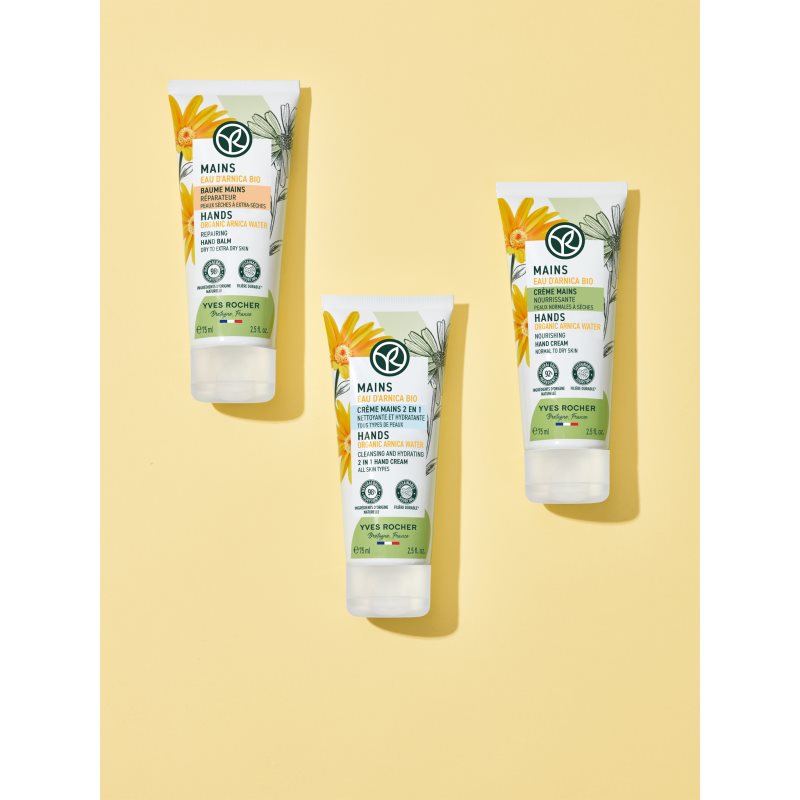 Yves Rocher Mains regenerierendes Balsam für die Hände Organic Arnica Water 75 ml