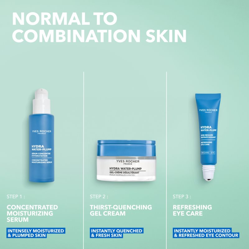 Yves Rocher Hydra Water-Plump hydratačný gélový krém pre normálnu až zmiešanú pleť 50 ml