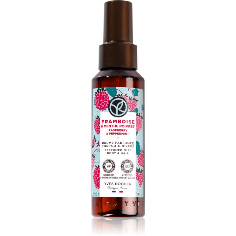 E-shop Yves Rocher Bain de Nature parfémovaný sprej na tělo a vlasy pro ženy Raspberry & Peppermint 100 ml