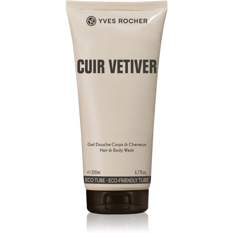 Yves Rocher Cuir Vétiver гель для душу для тіла та волосся для чоловіків 200 мл
