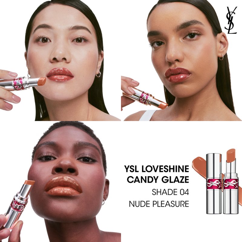 Yves Saint Laurent Loveshine Candy Glaze Brillant à Lèvres Hydratant Pour Femme 4 Nude Pleasure 3.2 G