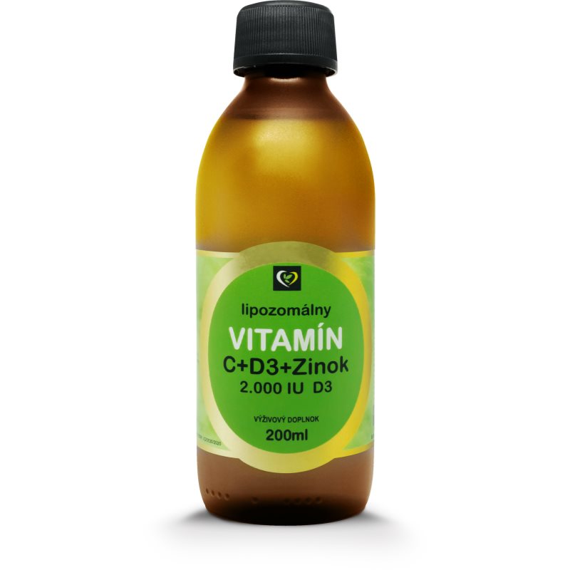 Zdravý svet Lipozomálne vitamíny Vitamín C + Zinok + D3 perorálny roztok na podporu imunitného systému, pre krásne vlasy, pleť a normálny stav zubov 2
