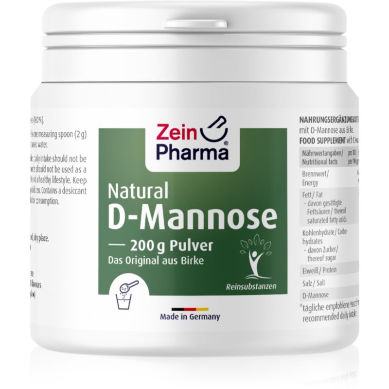 D-Mannose Pulver in weißer Schachtel, mit ZeinPharma Logo