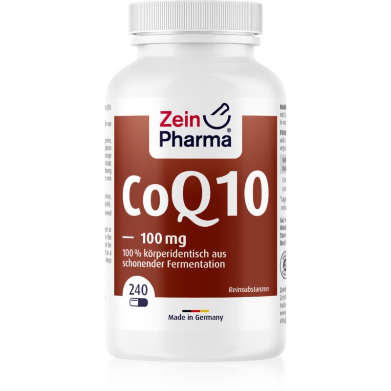 Vegan Kapseln mit Coenzym Q10 in einer Dose, weiß und transparent