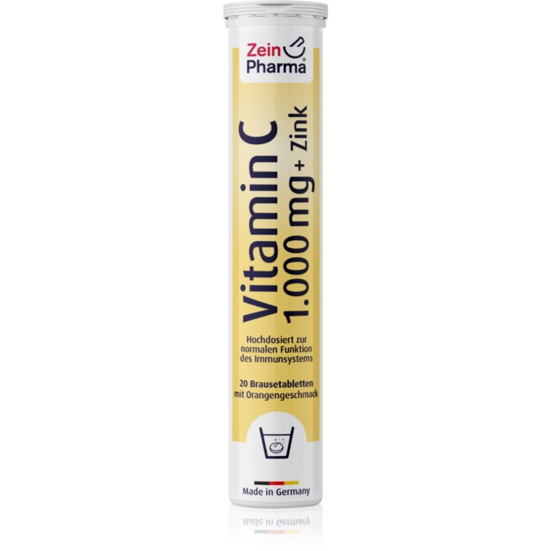 ZeinPharma Vitamin C + Zink Brausetabletten 1.000 mg Brausetabletten zur Unterstützung des Immunsystems 98 g