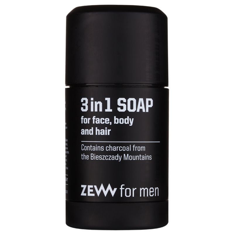 Zew For Men 3 in 1 Soap natūralus kietasis muilas veidui, kūnui ir plaukams „trys viename“ 85 ml