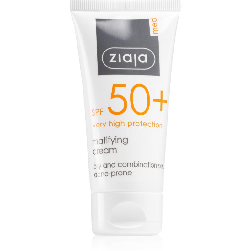 Ziaja Med Protecting UVA + UVB сонцезахисний матуючий крем для обличчя SPF 50+ 50 мл