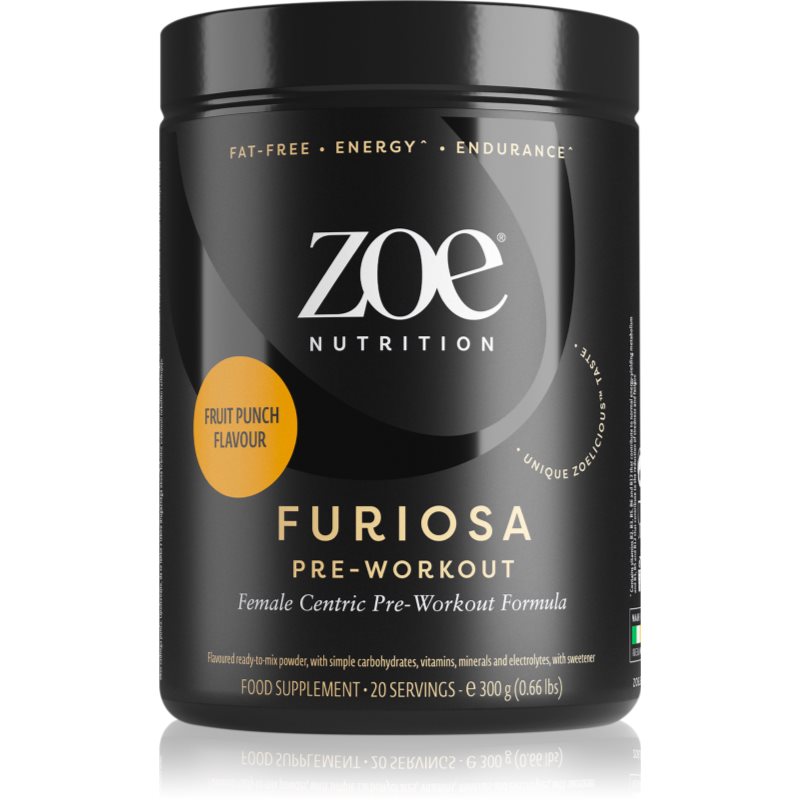 ZOE Furiosa Pre-Workout prášek pro podporu sportovního výkonu příchuť Fruit Punch 300 g