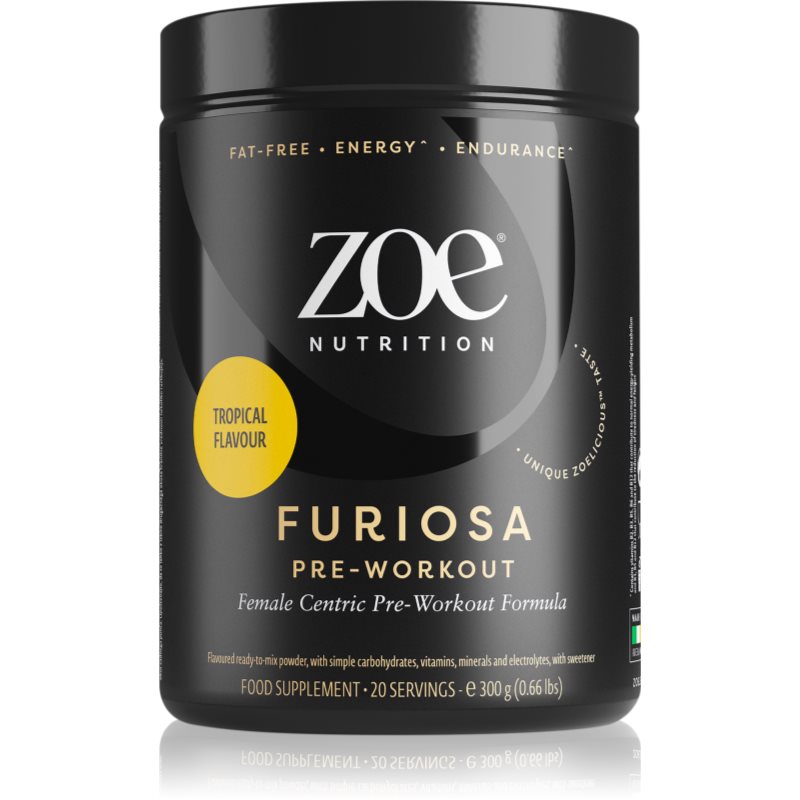 ZOE Furiosa Pre-Workout prášek pro podporu sportovního výkonu příchuť Tropical 300 g